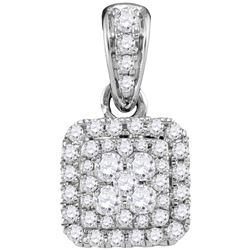 0.5 CTW Natural Diamond Square Cluster Pendant 14K White Gold