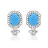 Image 1 : 14KWhite Gold 4.56CTW Turquoise & Diamond Earring - REF-108A2N