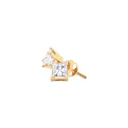 0.47 CTW Princess Natural Diamond Solitaire Earrings 14K Yellow Gold