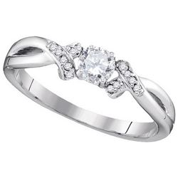 0.33 CTW Natural Diamond Solitaire Bridal Anniversary Ring 10K White Gold