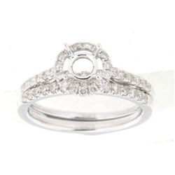 14K White Gold 0.56CTW Diamond Wedding Ring Set - REF-86F6M