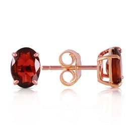 Genuine 1.80 ctw Garnet Earrings Jewelry 14KT Rose Gold - REF-16K3V