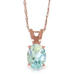Genuine 0.75 ctw Aquamarine Necklace Jewelry 14KT Rose Gold - REF-17Z6N