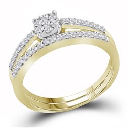 0.33 CTW Natural Diamond Slender Cluster Bridal Engagement Ring 10K Yellow Gold