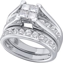 2 CTW Princess Natural Diamond Bridal Ring 14K White Gold