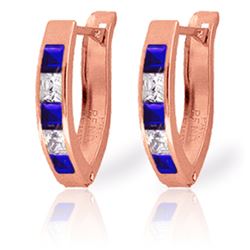 Genuine 1.26 ctw Sapphire & White Topaz Earrings Jewelry 14KT Rose Gold - REF-26H2X