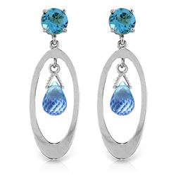 Genuine 2.4 ctw Blue Topaz Earrings Jewelry 14KT White Gold - REF-39P3H