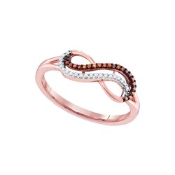 0.1 CTW Red Colored Diamond Infinity Ring 10K Rose Gold