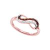 Image 1 : 0.1 CTW Red Colored Diamond Infinity Ring 10K Rose Gold