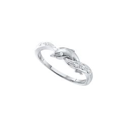 0.03 CTW Natural Diamond Dolphin Ring 10K White Gold