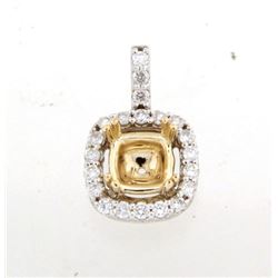 14K TwoTone Gold 0.19CTW SemiMount Slider w/Chain - REF-36K5R