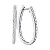 Image 1 : 0.33 CTW Natural Diamond Oblong Oval Hoop Earrings 10K White Gold