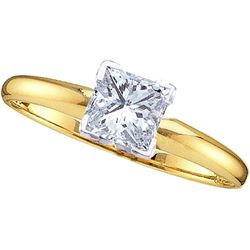 0.9 CTW Princess Natural Diamond Solitaire Bridal Engagement Ring 14K Yellow Gold