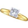 Image 1 : 0.9 CTW Princess Natural Diamond Solitaire Bridal Engagement Ring 14K Yellow Gold