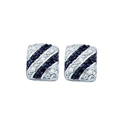 0.25 CTW Black Colored Diamond Striped Stud Screwback Earrings 10K White Gold