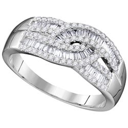 0.65 CTW Natural Baguette Diamond Cocktail Band 10K White Gold