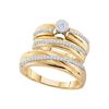 Image 1 : 0.4 CTW His & Hers Natural Diamond Cluster Matching Bridal Ring 10K Yellow Gold