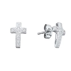 0.1 CTW Natural Diamond Cross Cluster Earrings 10K White Gold