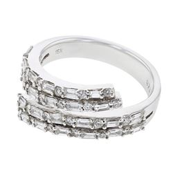 18K WhiteGold 1.01CTW Baguette Fashion Ring - REF-145A4N