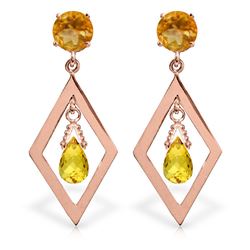 Genuine 2.4 ctw Citrine Earrings Jewelry 14KT Rose Gold - REF-39X3M