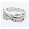 Image 1 : Baguette & Round Channel & Prong-set Diamond Ring in 18K White Gold - REF-238R7K