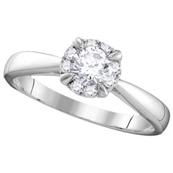 0.52 CTW Natural Certified Diamond Bridal Engagement Anniversary Ring 14K White Gold