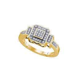 0.12 CTW Natural Diamond Square Cluster Ring 10K Yellow Gold
