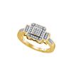 Image 1 : 0.12 CTW Natural Diamond Square Cluster Ring 10K Yellow Gold