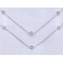 14K White Gold 0.22CTW Diamond Necklace - REF-35Y2X