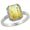Image 1 : Natural 2.63 ctw Citrine & Diamond Engagement Ring 14K White Gold - REF-42A8V
