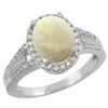 Image 1 : Natural 1.73 ctw opal & Diamond Engagement Ring 14K White Gold - REF-53M7H
