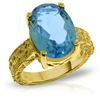 Genuine 8 ctw Blue Topaz Ring Jewelry 14KT Yellow Gold - REF-126M3T
