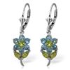 Genuine 2.12 ctw Blue Topaz & Peridot Earrings Jewelry 14KT White Gold - REF-42K4V