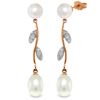 Image 1 : Genuine 10.02 ctw Pearl & Diamond Earrings Jewelry 14KT Rose Gold - REF-33P8H