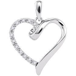 0.05 CTW Natural Diamond Heart Love Valentines Pendant 10K White Gold