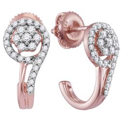 0.34 CTW Natural Diamond J Hoop Earrings 10K Rose Gold
