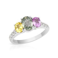 Genuine 2.16 TCW 14K White Gold Ladies Ring - REF-66N3A