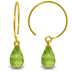 Genuine 1.35 ctw Peridot Earrings Jewelry 14KT Yellow Gold - REF-13A3K