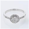 Image 1 : Round Prong-set Halo Diamond Ring in 18K White Gold - REF-158H6W