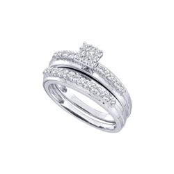 0.5 CTW Natural Diamond Cluster Bridal Engagement Ring 14K White Gold
