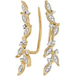 0.2 CTW Natural Diamond Climber Earrings 10K Yellow Gold