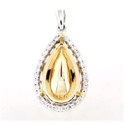 14K TwoTone Gold 0.21CTW SemiMount Slider w/Chain - REF-56X4Y