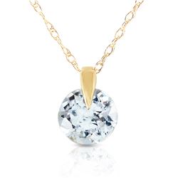 Genuine 0.65 ctw Aquamarine Necklace Jewelry 14KT Yellow Gold - REF-15T3A