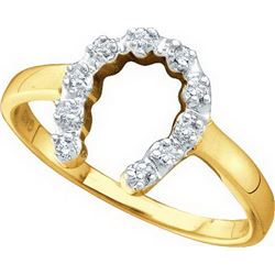 0.05 CTW Natural Diamond Small Dainty Horseshoe Lucky Ring 10K Yellow Gold