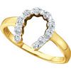 Image 1 : 0.05 CTW Natural Diamond Small Dainty Horseshoe Lucky Ring 10K Yellow Gold