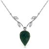 Genuine 12.92 ctw Green Sapphire Corundum & Diamond Necklace Jewelry 14KT White Gold - REF-42K2V