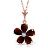 Genuine 2.22 ctw Garnet & Diamond Necklace Jewelry 14KT Rose Gold - REF-30Y2F