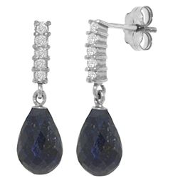 Genuine 6.75 ctw Sapphire & Diamond Earrings Jewelry 14KT White Gold - REF-39W4Y