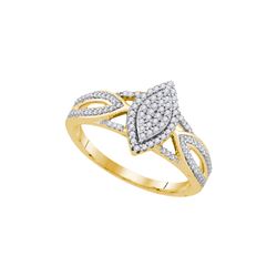 0.25 CTW Natural Diamond Marquise-shape Cluster Bridal Engagement Ring 10K Yellow Gold