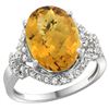 Natural 5.89 ctw quartz & Diamond Engagement Ring 14K White Gold - REF-86N5G
